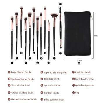 Professional Eye Makeup Brushes Set - 12 PCS