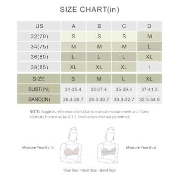 DEANGELMON Scalloped V Neck Wireless Bras for Women Seamless No Underwire Full Coverage Push Up Bras Soft Comfort Bralettes(Green,M)