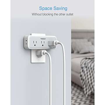 Multi Plug Outlet Extender, TESSAN Surge Protector Wall Plug Splitter with 5 Electrical Outlet Expander, Multiple Plug Adapter for Travel Home Office
