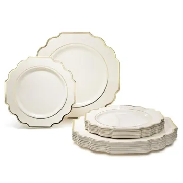 OCCASIONS 50 Plates Pack - Elegant Heavyweight Disposable Plastic Plates