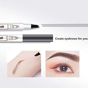 4 Point Eyebrow Pen, Micro Ink Tat Brow Pen Waterproof Eyebrow Pencil With Micro-Fork Tips for Daily Natural Eye Brown Makeup (Dark Brown/ Chestnut)