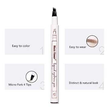 4 Point Eyebrow Pen, Micro Ink Tat Brow Pen Waterproof Eyebrow Pencil With Micro-Fork Tips for Daily Natural Eye Brown Makeup (Dark Brown/ Chestnut)