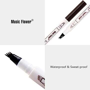 4 Point Eyebrow Pen, Micro Ink Tat Brow Pen Waterproof Eyebrow Pencil With Micro-Fork Tips for Daily Natural Eye Brown Makeup (Dark Brown/ Chestnut)