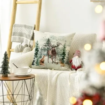 AVOIN Christmas Trees Reindeer Throw Pillow Cover 18x18