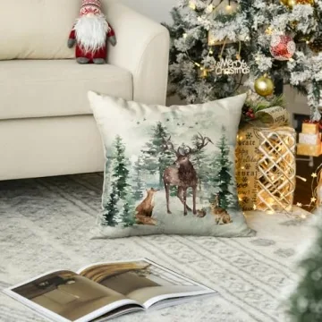 AVOIN Christmas Trees Reindeer Throw Pillow Cover 18x18