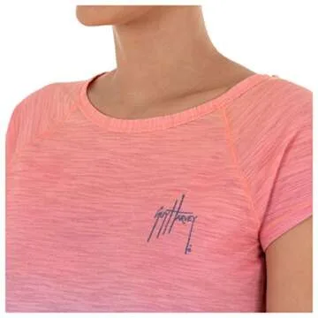 Guy Harvey Women's Dolphin Time Short Sleeve Slub Tee, Sachet Pink Dolphin, Small