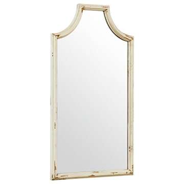 Amazon Brand – Stone & Beam Curved Vintage-Look Wood Frame Wall Mirror - 28-Inch Height, White