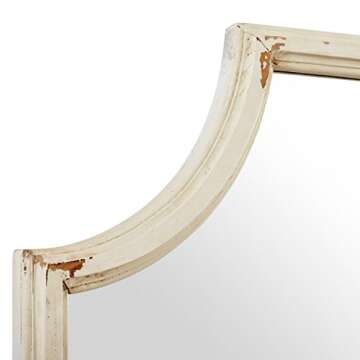 Amazon Brand – Stone & Beam Curved Vintage-Look Wood Frame Wall Mirror - 28-Inch Height, White