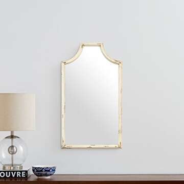 Amazon Brand – Stone & Beam Curved Vintage-Look Wood Frame Wall Mirror - 28-Inch Height, White