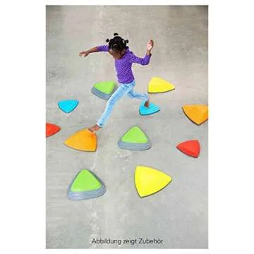GONGE River Stones - Original Active Play Stepping Stones for Balance and Coordination, Non-Slip bottom for Indoor and Outdoor, 4 River stones and 1 bouncing Stone - 5pc Set - Vibrant