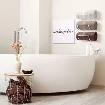 Sorbus Towel Holder for Bathroom Wall - 6 Level Wall Mounted Towel Rack Shelves for Rolled Bath Towels, Washcloths, Linens - White Hanging Towel Racks for Bathroom, Spa, Salon, Towel Storage Organizer