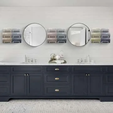 Sorbus Towel Holder for Bathroom Wall - 6 Level Wall Mounted Towel Rack Shelves for Rolled Bath Towels, Washcloths, Linens - White Hanging Towel Racks for Bathroom, Spa, Salon, Towel Storage Organizer