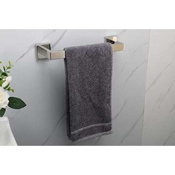 TocTen Bath Towel Rack - Square Base Thicken SUS304 Stainless Steel Towel Bar for Bathroom, Bathroom...