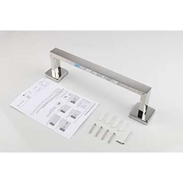 TocTen Bath Towel Rack - Square Base Thicken SUS304 Stainless Steel Towel Bar for Bathroom, Bathroom Accessories Towel Rod Heavy Duty Wall Mounted Towel Holder. (Chrome, 12)