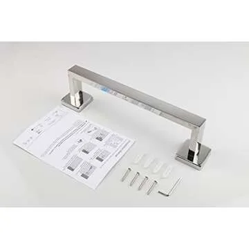 TocTen Bath Towel Rack - Square Base Thicken SUS304 Stainless Steel Towel Bar for Bathroom, Bathroom Accessories Towel Rod Heavy Duty Wall Mounted Towel Holder. (Chrome, 12)