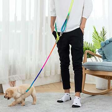 pawstrip Hands Free Dog Leash Waist & Crossbody Rope with Slip Lead Durable for 2 Dogs Nylon Reflect...