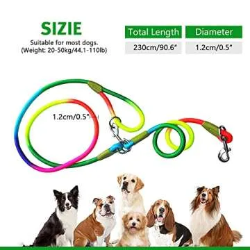 pawstrip Hands Free Dog Leash Waist & Crossbody Rope with Slip Lead Durable for 2 Dogs Nylon Reflective Heavy Duty Hiking Running Leash for Medium Large Dogs (Multicolor)