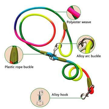 pawstrip Hands Free Dog Leash Waist & Crossbody Rope with Slip Lead Durable for 2 Dogs Nylon Reflective Heavy Duty Hiking Running Leash for Medium Large Dogs (Multicolor)