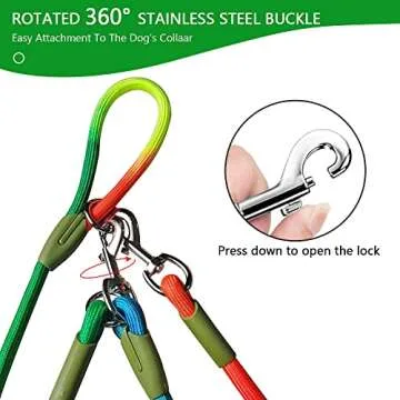 pawstrip Hands Free Dog Leash Waist & Crossbody Rope with Slip Lead Durable for 2 Dogs Nylon Reflective Heavy Duty Hiking Running Leash for Medium Large Dogs (Multicolor)