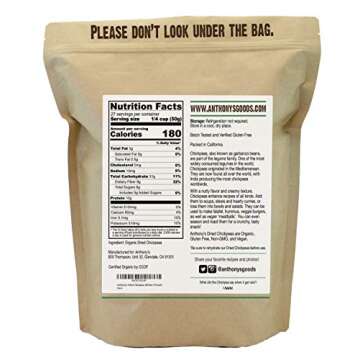 Anthony's Organic Dried Chickpeas, 3 lb, Dry Garbanzo Beans, Gluten Free, Non GMO, Vegan