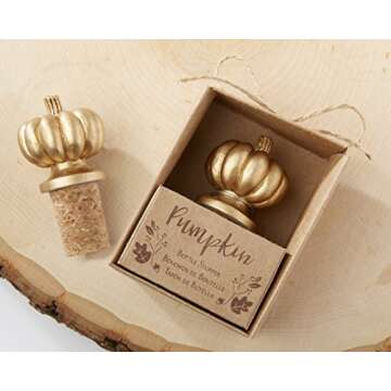 Kate Aspen Pumpkin Bottle Stopper, Gold