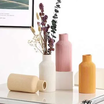 Ceramic Vase for Decor,Minimalist Modern Farmhouse Decor,Small Flower Vase for Pampas Grass,Table,Shelf Bookshelf Decor,Mantel,Entryway Decor and Centerpieces(8 inch,Orange)