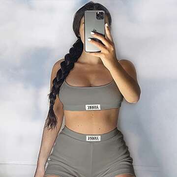 Nhicdns Summer Outfits for Women 2 Piece Sexy Ribbed Shorts Crop Tops Tracksuits Sets Y2K Clothing