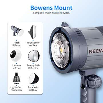 Neewer Vision 4 300W Outdoor Studio Flash Strobe Li-ion Battery Powered Cordless Monolight with 2.4G Wireless Trigger, 1000 Full Power Flashes, Recycle in 0.4-2.5 Sec, Bowens Mount