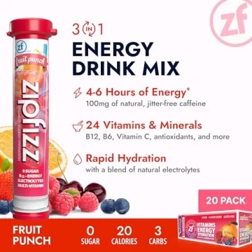 Zipfizz Energy Drink Powder - Fruit Punch 20 Pack