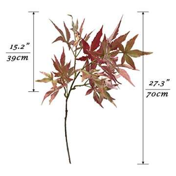 ZYAODECOR Artificial Maple Leaves Autumn Fall Foliage Leaves Decor Maple Stems Floral Picks for Chri...