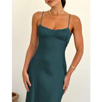 Elegant Satin Spaghetti Strap Backless Dress for Women