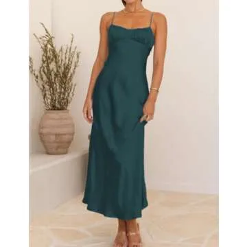 Elegant Satin Spaghetti Strap Backless Dress for Women