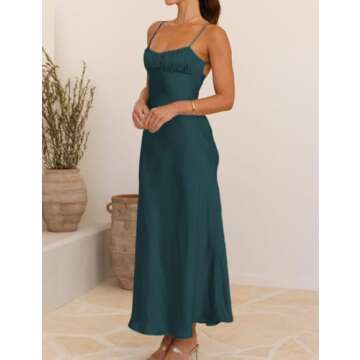 Elegant Satin Spaghetti Strap Backless Dress for Women