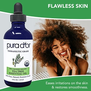 PURA D'OR Organic Tea Tree Essential Oil 4 Oz Pure & Natural