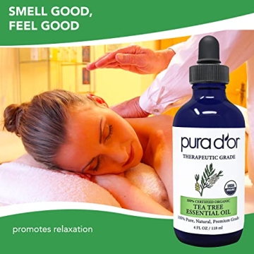 PURA D'OR Organic Tea Tree Essential Oil 4 Oz Pure & Natural