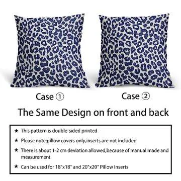 Aytipun Navy Blue Leopard Print Pillow Covers 18x18 Set of 2 Cheetah Animal Pattern Chinoiserie Decorative Throw Pillows Outdoor Pillowcase Farmhouse Linen Cushion Case Decor for Sofa Couch Bed