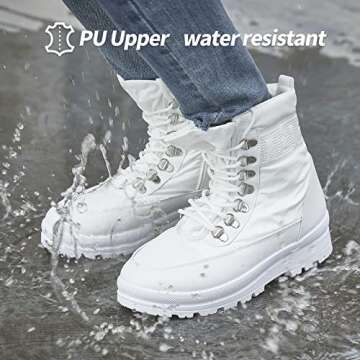 Moudki Womens Warm Fur Lined Snow Boots for Cold Weather, Non-slip Black Combat Boots with Zipper fo...