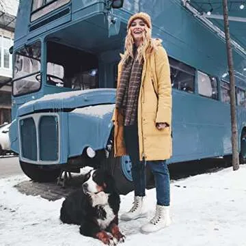 Moudki Womens Warm Fur Lined Snow Boots for Cold Weather, Non-slip Black Combat Boots with Zipper for Hiking, Lace up White Winter Booties for Women, Water Resistant Mid Calf Shoes(White,US7)