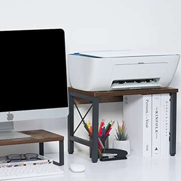 Giikin Vintage Printer Stand for Home and Office, Desktop Storage Shelf for Printers, Fax Machine, S...