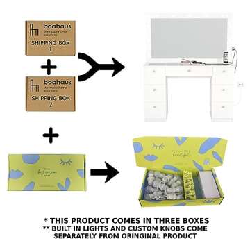 Stylish Boahaus Yara Makeup Vanity Desk with Lights