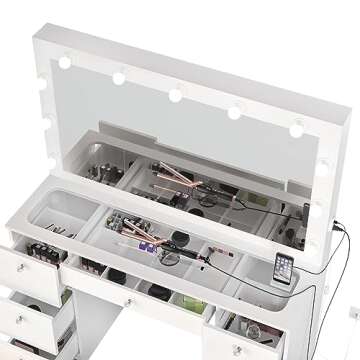 Stylish Boahaus Yara Makeup Vanity Desk with Lights