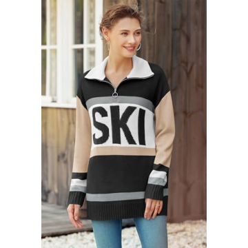 Yousify Women's Color Block Oversized Sweater for Winter