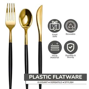 Trendables 120 Pack Disposable Silverware Set - Plastic Cutlery Dinnerware - Includes 40 - Plastic F...
