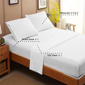 SONORO KATE Bed Sheet Set Super Soft Microfiber 1800 Thread Count Luxury Egyptian Sheets 16-Inch Dee...