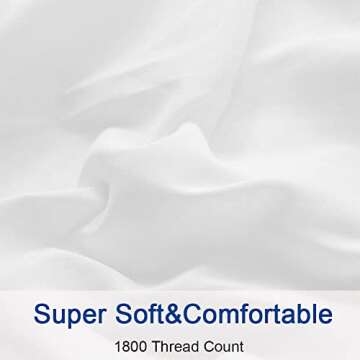 SONORO KATE Bed Sheet Set Super Soft Microfiber 1800 Thread Count Luxury Egyptian Sheets 16-Inch Deep Pocket Wrinkle and Hypoallergenic-4 Piece(Queen White)