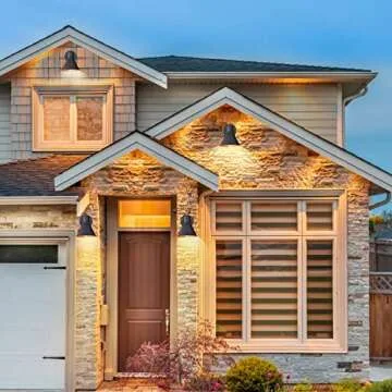 2 Pack Outdoor Wall Sconces - Wall Lights Fixture Exterior Farmhouse Porch Light with Hammered Metal Shade, Anti-Rust Waterproof Black Outside Barn Light for Front Porch Patio Garage Gazebo House