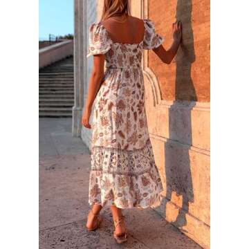 ZESICA Women's Boho Floral Maxi Dress for Summer