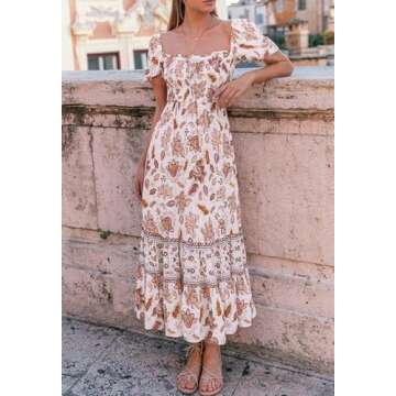ZESICA Women's Boho Floral Maxi Dress for Summer