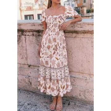 ZESICA Women's Boho Floral Maxi Dress for Summer