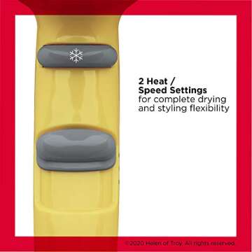 REVLON Compact Hair Dryer | 1875W Lightweight Design, Perfect for Travel, (Yellow)